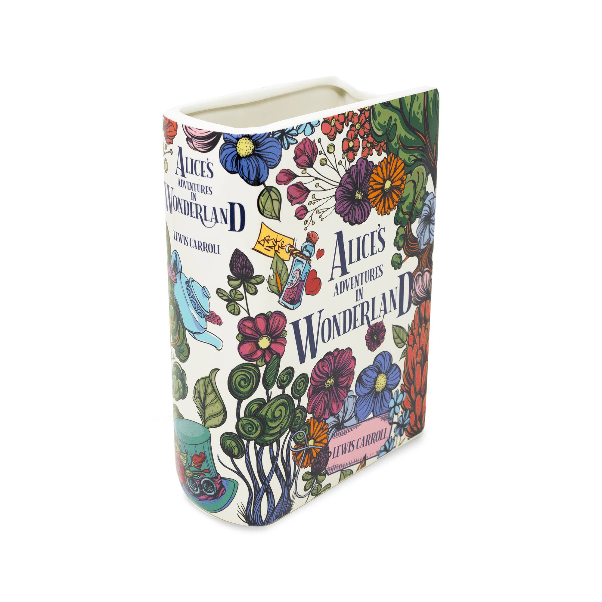 Large Ceramic Book Vase: 'Alice in Wonderland'