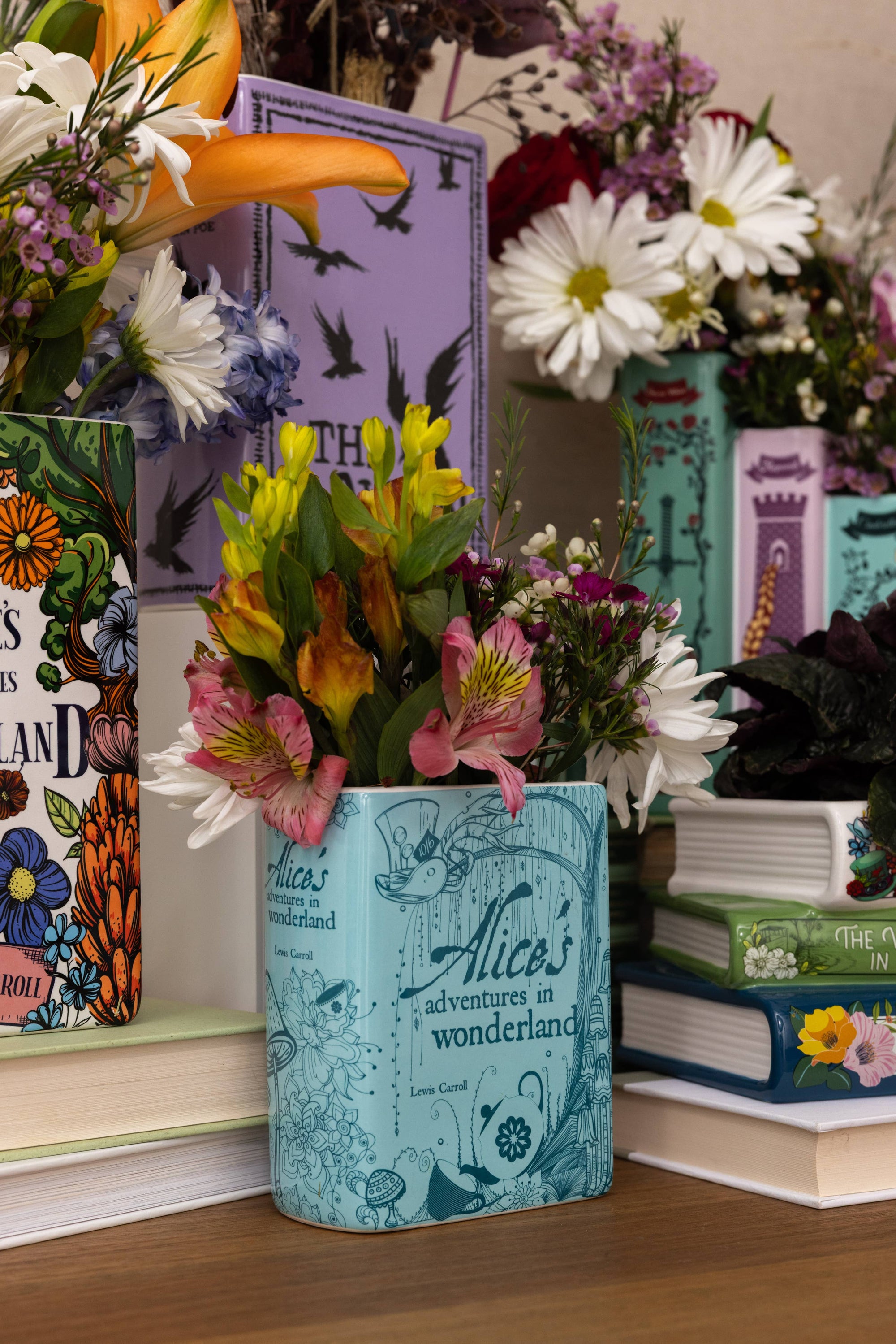 Small Ceramic Decorative Book Vase: 'Alice in Wonderland'