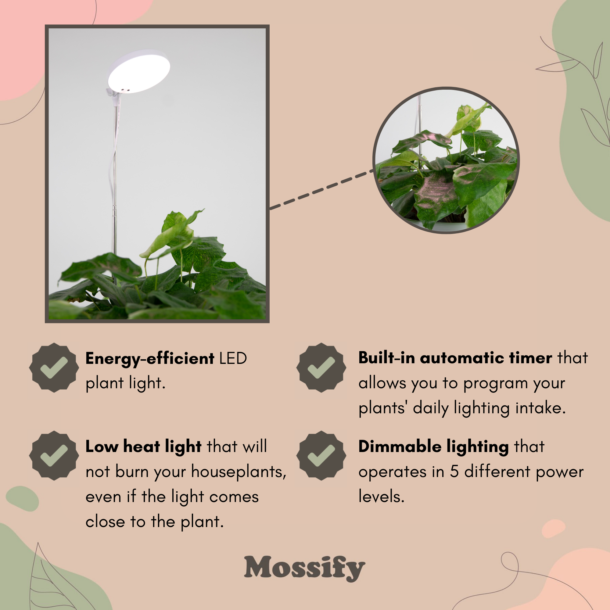 28" Adjustable LED Plant Light Grow Clip Lamp for Houseplant: White