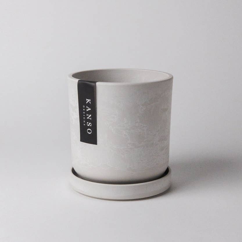 7" Signature Planter & Saucer | White Stone