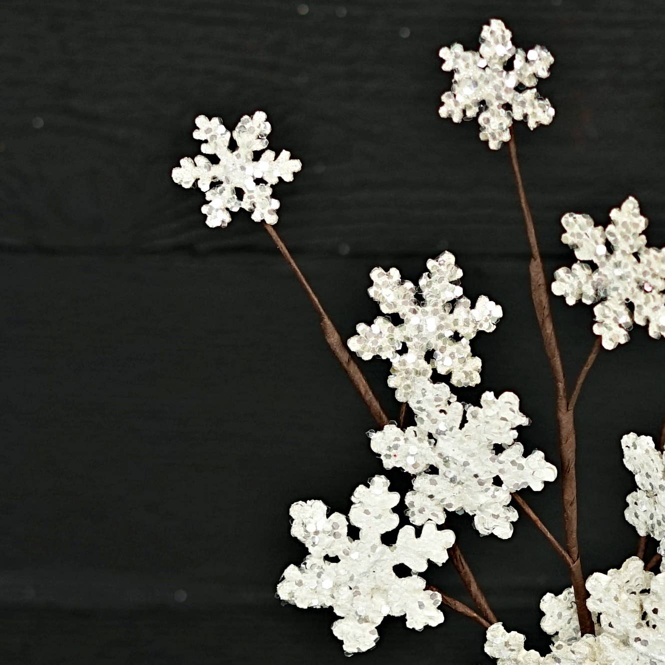 Glitter Wood Snowflake Pick