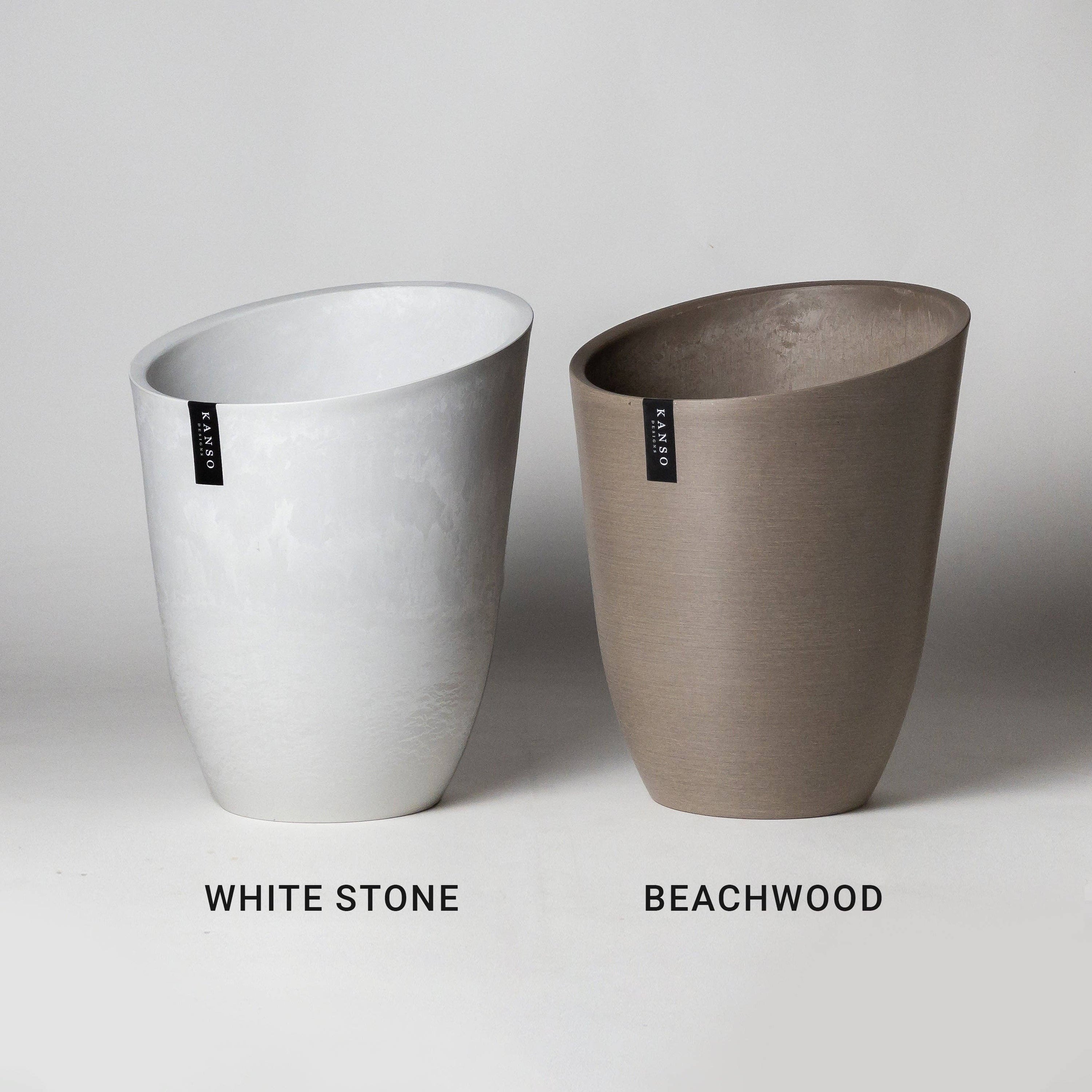 11" Funnel Tall Planter: White Stone