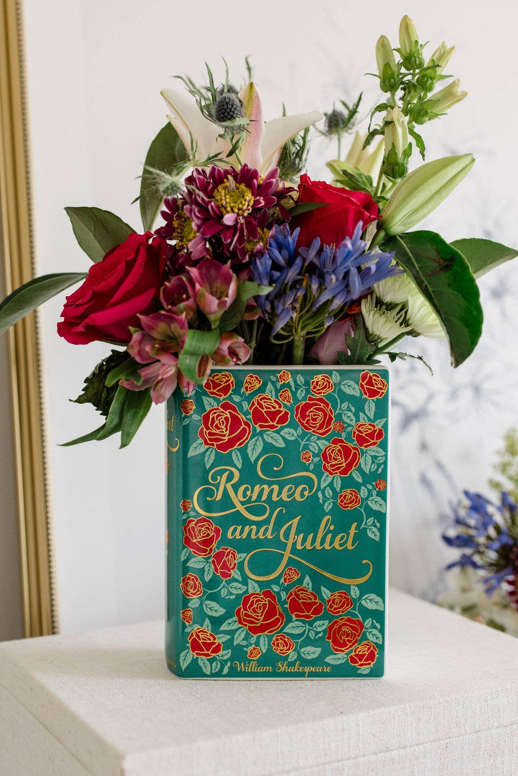 Large Ceramic Decorative Book Vase: 'Romeo and Juliet'