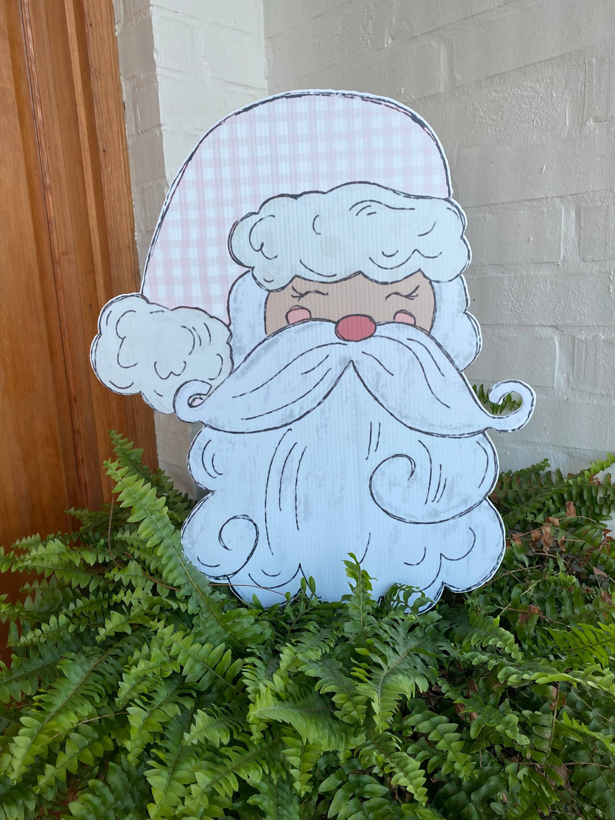 Pink Gingham Santa
