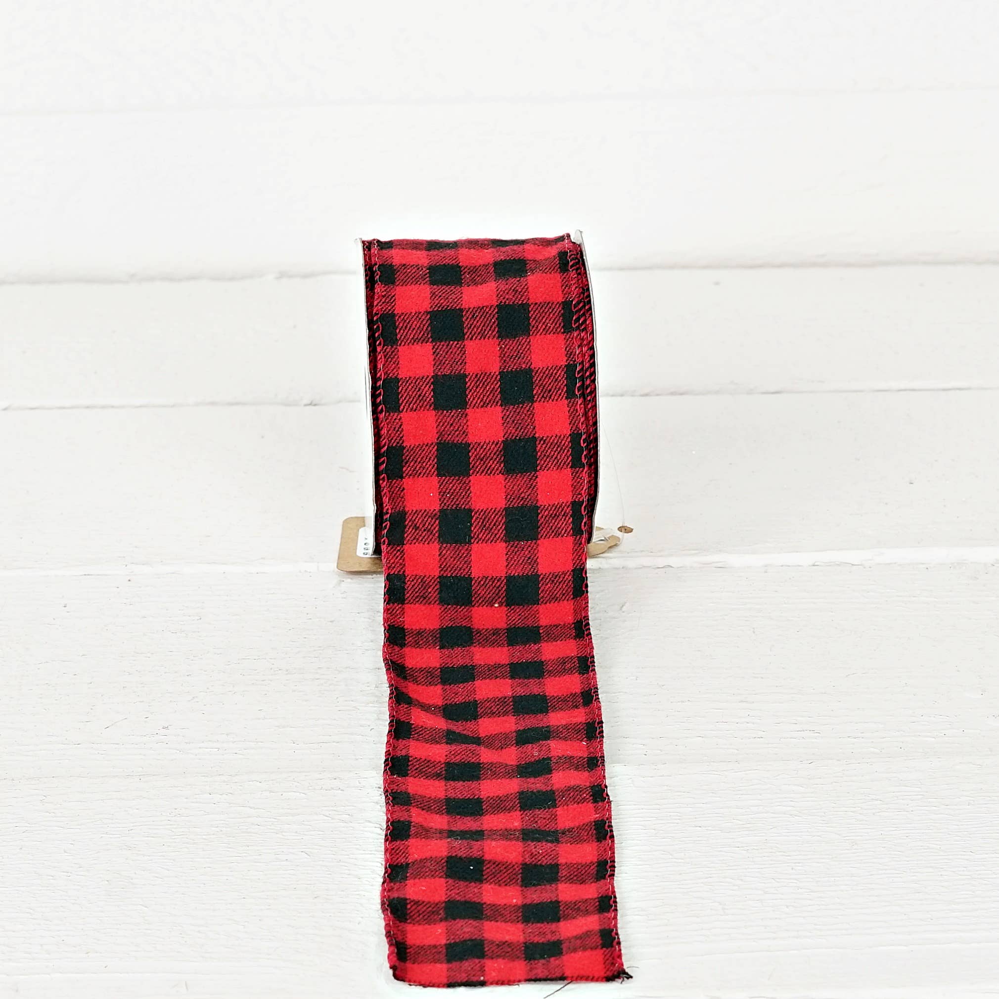 Custom Bow: Wired Ribbon Fabric Red/Black Gingham 2.5" inch