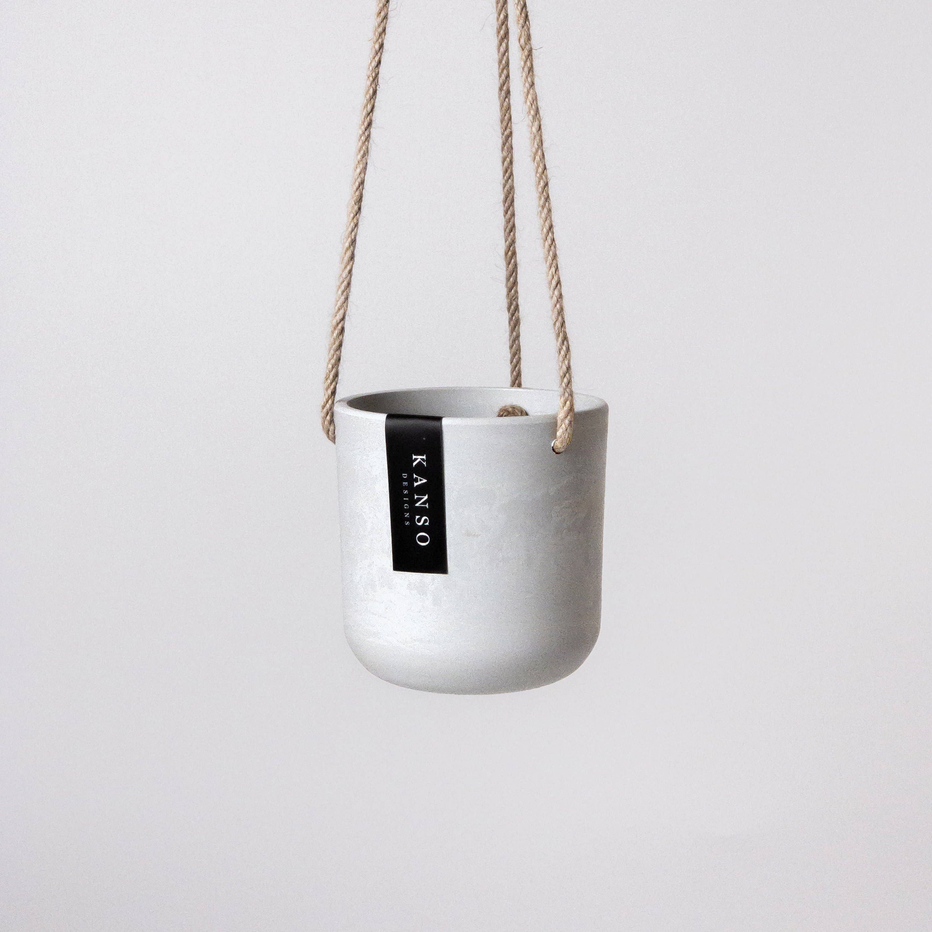 4" Stone Hanging Planter: White Stone