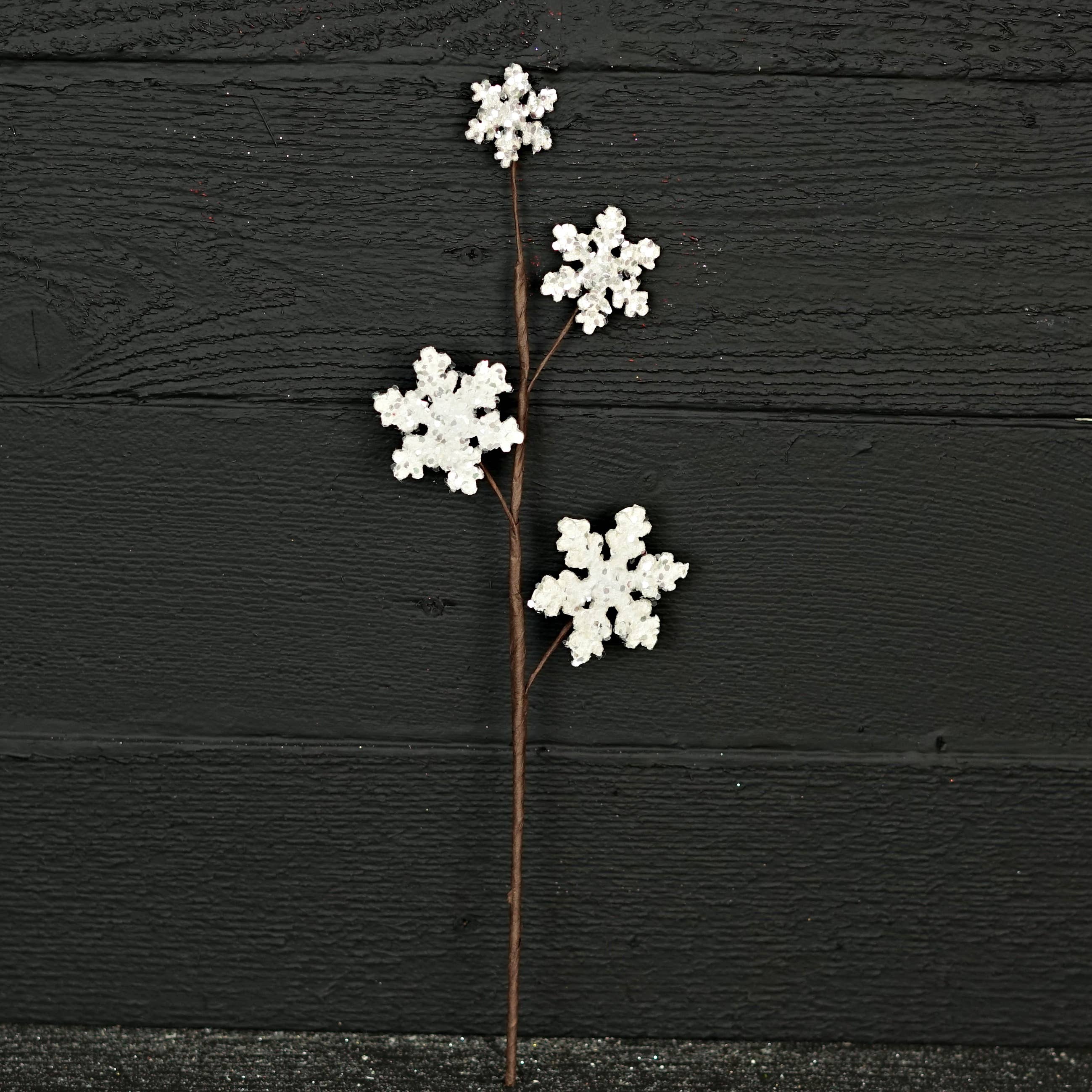 Glitter Wood Snowflake Pick