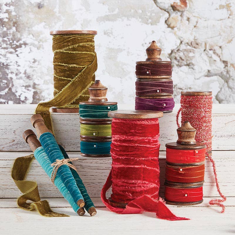 Custom Bow: Red Frayed Velvet Ribbon