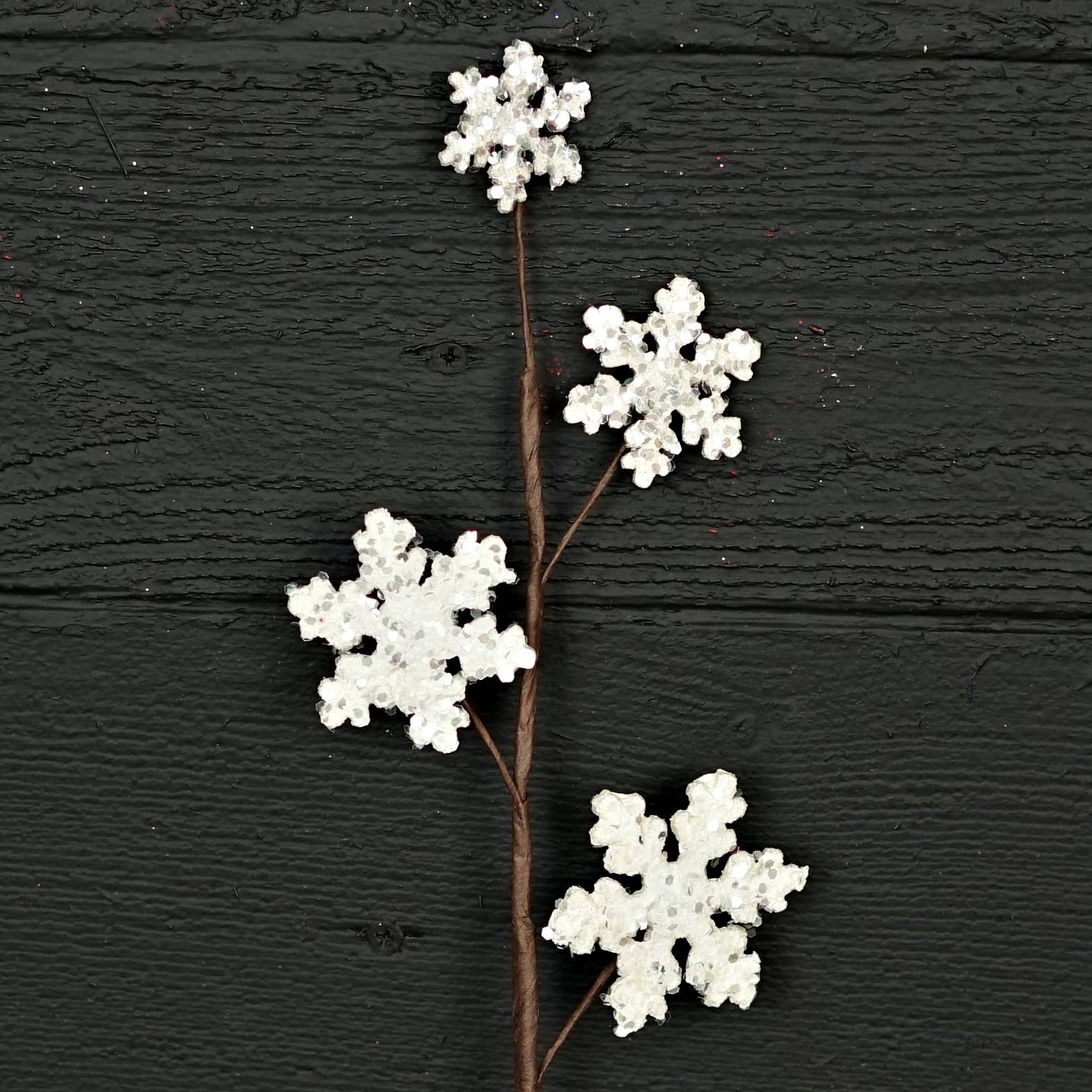 Glitter Wood Snowflake Pick