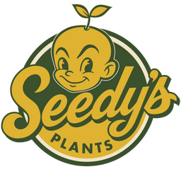 Seedy's Plants logo with a cartoon character on a white background