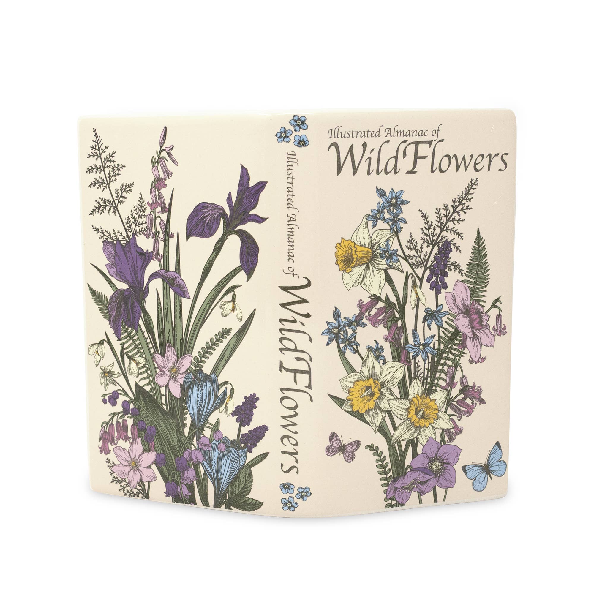 Open Ceramic Book Vase: 'Illustrated Almanac of Wildflowers'