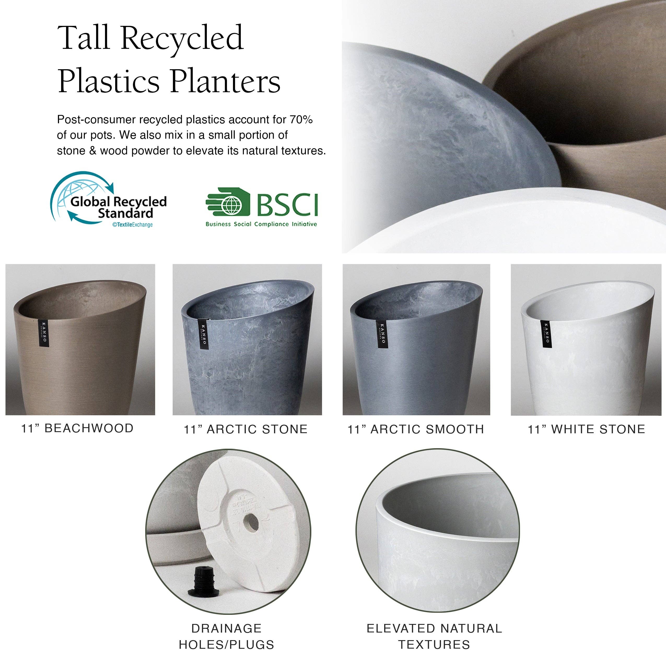 11" Funnel Tall Planter | Arctic Stonewash