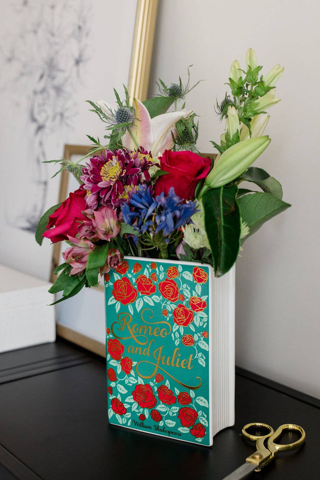 Large Ceramic Decorative Book Vase: 'Romeo and Juliet'