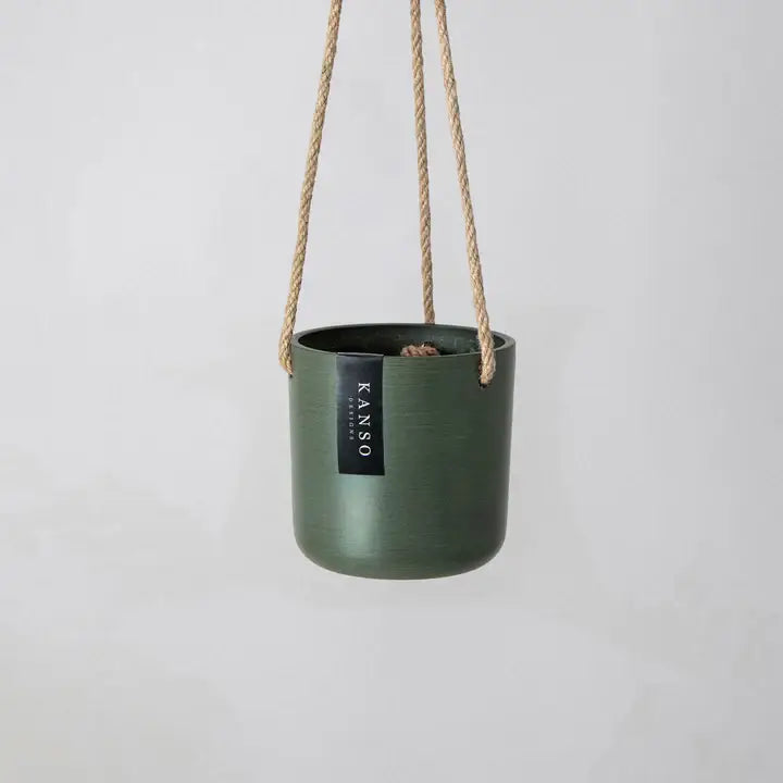 4" Stone Hanging Planter: Olive Sage