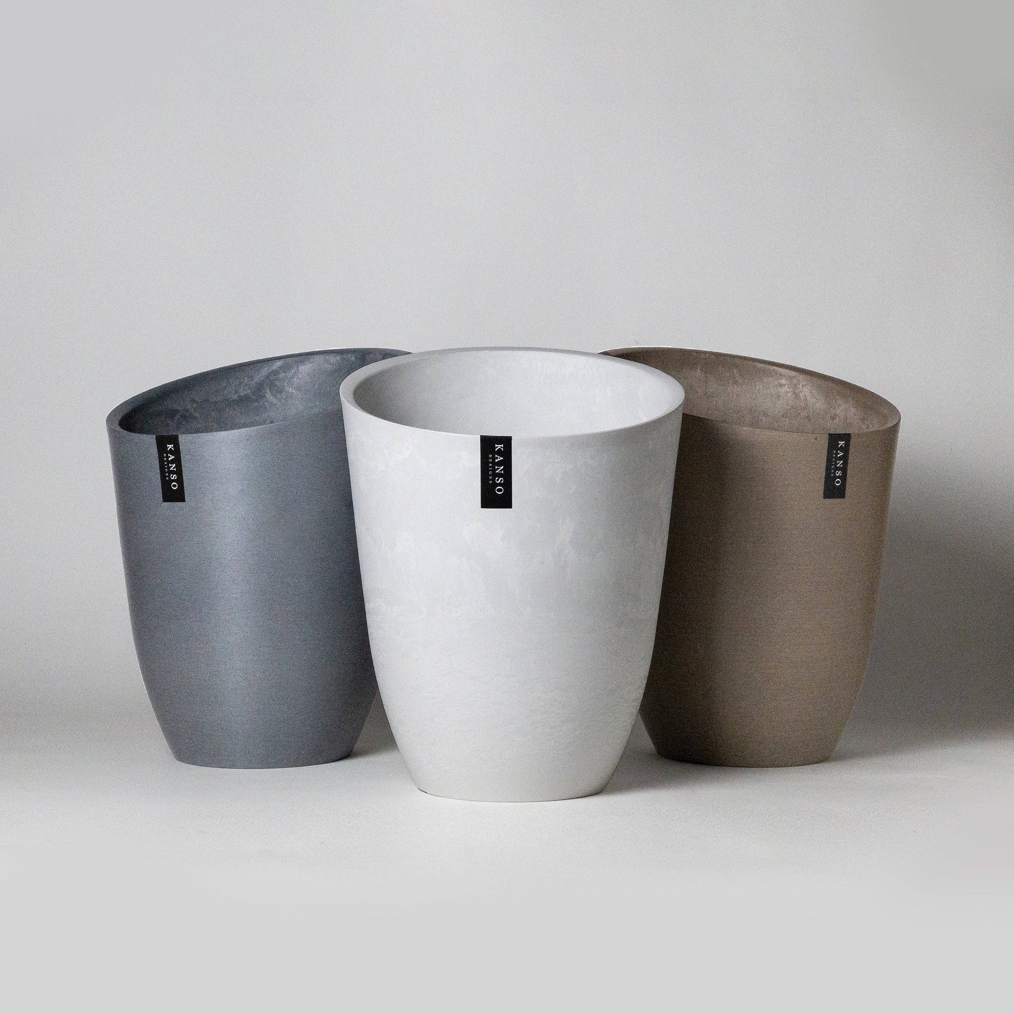 11" Funnel Tall Planter: White Stone
