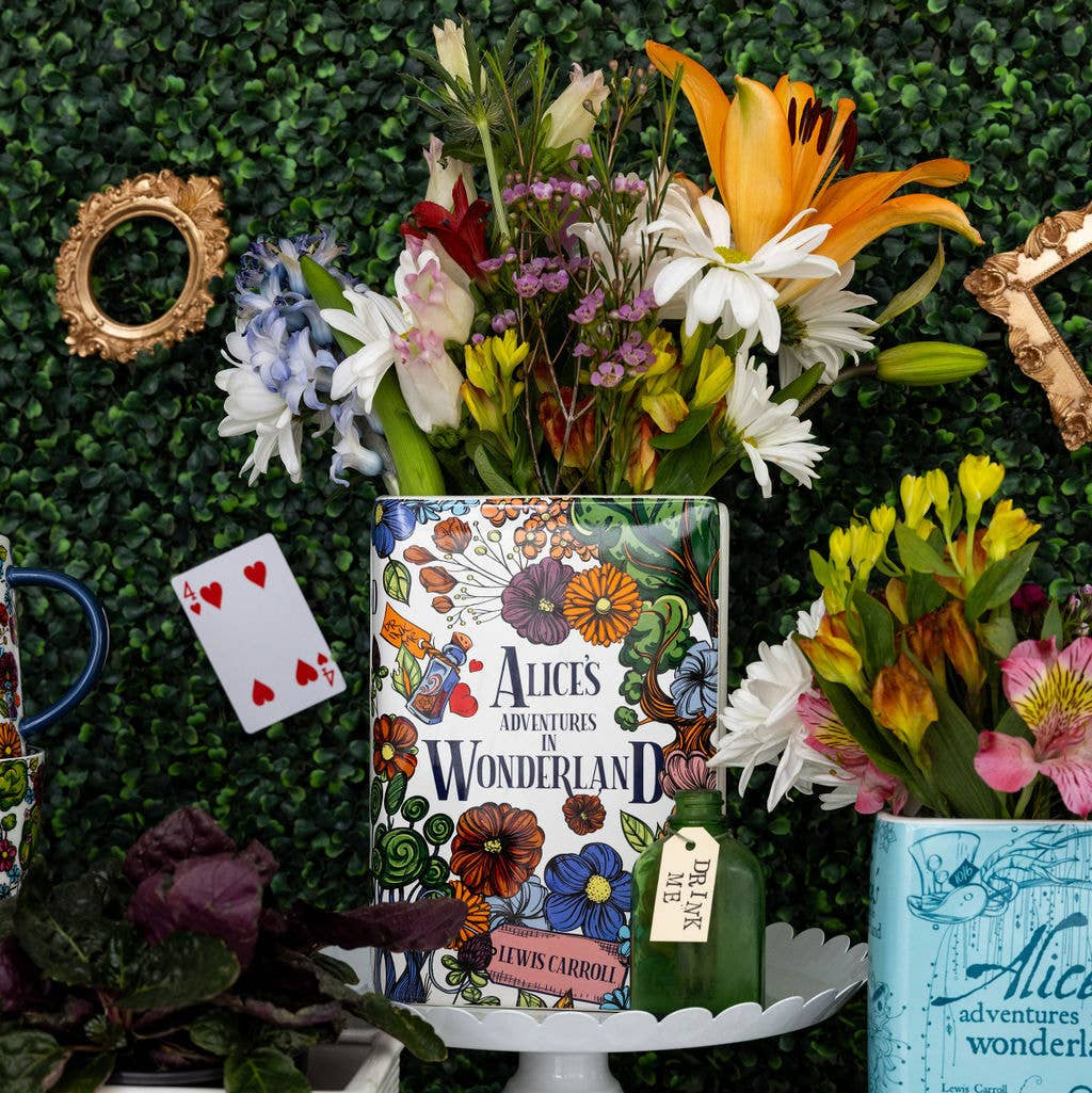 Large Ceramic Book Vase: 'Alice in Wonderland'