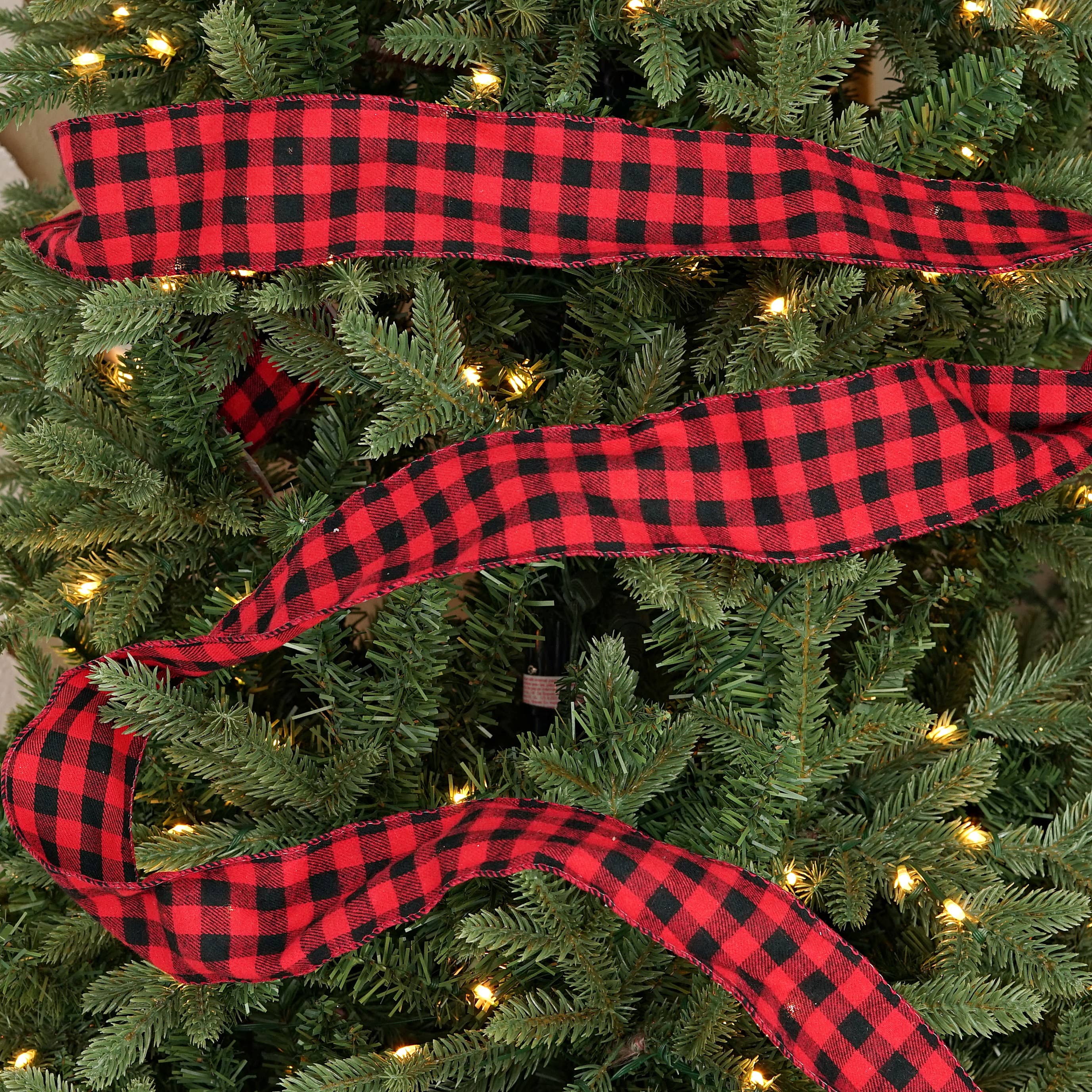 Custom Bow: Wired Ribbon Fabric Red/Black Gingham 2.5" inch